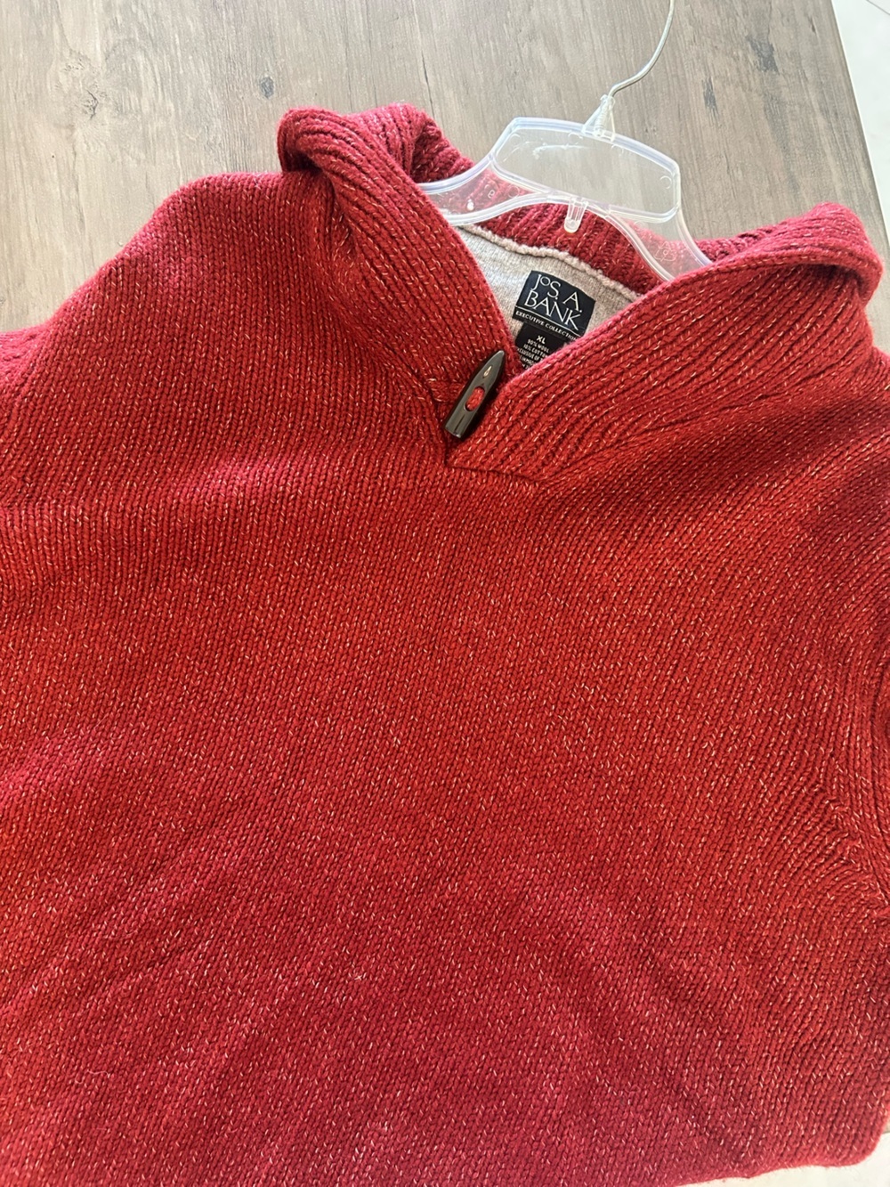Jos A Bank Executive Collection Mens Long Sleeve Wool Red Sweater Size XL